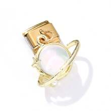 1/5/10pcs Elegant Fashion Gold Zirconia Crystal Heart, Letter, Leaf, Butterfly Pendant Modules - Ideal For DIY Bracelets, Rings, Gift