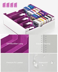 MTG Card  Storage Box,Holds 2400+ Single Sleeved Cards, Includes 4 Card Stoppers And 24 Card Dividers,Suitable For TCG Trading Cards, Magic Cards, Sports Cards - Trắng Tím - Xem 4