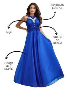 Grife Velasco Princess Long Party Dress With Embroidery And Shiny Graduation - Royal Blue - View 2
