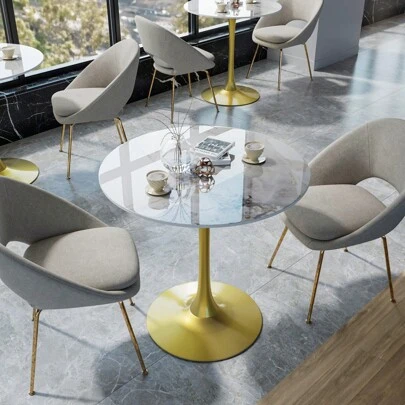 Dining Table Round Kitchen Table Marble: White Dining Table Small Scandinavian Dining Table Diameter 76 Cm Round Table Luxury High Gloss Tables For Dining Room Restaurant Cafe Gold Metal