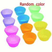 12pcs Silicone Cake Mold - Round Shaped Muffin Cupcake Baking Molds For DIY Cake Decorating And Kitchen Cooking - Bakeware Maker For Perfectly Shaped Cakes And Treats
