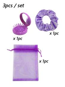 Set regalo per feste di 30/15/3 pezzi in rosa/viola/rosa antico, borsa portaoggetti in organza rosa, accessori per capelli rosa, specchio pieghevole 2 in 1 e spazzola per capelli, set regalo per feste di trucco, set per forniture per feste, pettine ad aria compressa portatile, set regalo per feste di trucco, set regalo per feste da donna