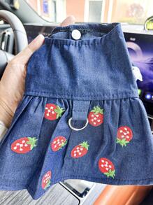 1 pieza Ropa para mascotas Vestido de fresa para perros y gatos pequeños, Atuendo lindo para cachorros y gatitos