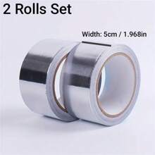 2 Rolls Set Aluminum Foil Tape With Width Of 5cm And The Length Of 5m/Roll For Each Roll, Thickened High Viscosity, High Temperature Resistance, Kitchen Oil Proof Sticker, Kitchen Pipeline Iron Pot Leak Repair, Beauty Seam Anti-Mildew Self-Adhesive Sticker