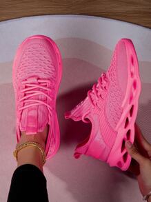 Women's Blade Sneakers, Fabric Lightweight Sneakers, Front Lace Comfortable Mesh Casual Running Shoes