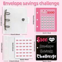 1pc 150/300/500/1000 Savings Challenge Binder - Mini Budget Binder With Cash Envelopes And Inserts, Convenient For Saving Money,Boho Vibes