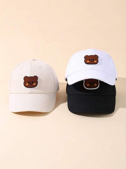 Boné de beisebol fofo de urso para meninos e meninas, 3/1 peças, leve, ajustável, proteção solar, acessórios estilosos de urso para uso diário e brincadeiras ao ar livre