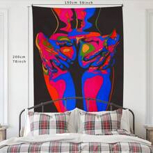 90gsm Hippie Tapestry Sexy Female Art Hanging Cloth, Bottom Handcuffs Peach Velvet Background Cloth, Suitable For Living Room Bedroom Home Decor Wall Hanging