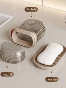1pc Double Layer Design Travel Soap Container With Lid, Waterproof Soap Box, Multifunctional Storage Box For Trip Home Bathroom Decor Fall Decor Back To School