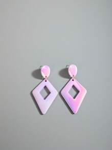 1 par de brincos de pingente vazados geométricos coloridos de acrílico estilo boêmio, elegantes e versáteis para mulheres, adequados para presentes de festa
