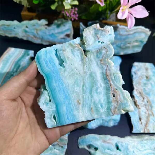 1pc Asymmetric Hemimorphite Slab - Suitable For Home Decoration, Office Desk Ornaments - Perfect Choice For Collectors - Excellent Choice For Holiday Gifts