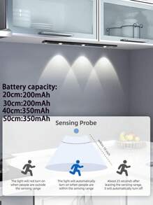 1 件橱柜下照明，可充电电池供电 LED 夜灯，室内运动传感器灯，3 种模式夜灯，无线厨房壁橱灯，粘贴式橱柜灯。家庭厨房、走廊、汽车、客厅、墙壁装饰灯 - 彩色 - 查看 3