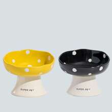 shuo ni mao yi Cat Bowl Ceramic Cat Food Bowl Dog Bowl Food Bowl Cat Bowl Rice Bowl High Footed Dog Drinking Bowl Diagonal Mouth Large Bowl Pet Specific