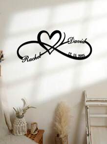 1 pieza Personalizado arte de pared de metal de pareja - Personalizable con nombre, fecha, contenido de texto - Diseño retro de amor y manos de pareja unidas, diseño de corazón infinito, decoración de pared de logo infinito - Perfecto para regalo de boda, aniversario, San Valentín, compromiso, Día de la Madre - Adornos, decoración del hogar, decoración de pared, decoración de habitación, decoración de sala de estar, decoración de dormitorio, decoración de baño, decoración de cocina, decoración de la casa, personalizado