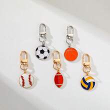5 件运动主题钥匙扣 - 合金滴油材料 D 形环吊坠、足球、篮球、棒球、橄榄球和排球饰品 - 非常适合包、背包、行李箱、汽车配件、体育迷和纪念品礼物 - 多色 - 查看 13