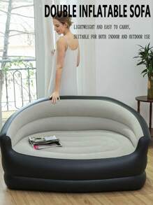 1 Stück aufblasbares Halbkreis-Sofa, aufblasbarer Campingstuhl, aufblasbares lässiges Sofa, aufblasbarer Stuhl, faltbarer tragbarer aufblasbarer Liegestuhl für Wohnzimmer, Schlafzimmer, Leseraum, geeignet für Schlafzimmer, Balkon, Outdoor-Camping, leicht zu verstauen und zu transportieren, Lässig-Unterhaltung, Studentenwohnheim, Rückenlehne