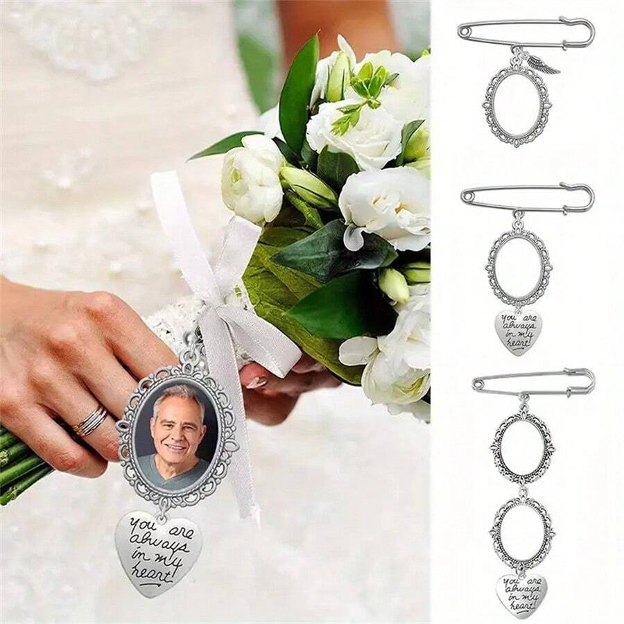 1pc Customizable Zinc Alloy Photo Clip Pendant With Wings Charm, Lace Oval Frame Blank Photo Pendant Suitable For Wedding, Wedding Party And Special Occasions Dress Accessories Pin For Clothes Bag Charm School Office Accessories Shirts Jacket Jewelry Halloween Clothes Pin Funny Cute Teacher Gifts Halloween Accessories Teachers Day00 Costume Accessories Bag Charms Christmas