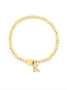 1pc Gold Jewelry Bracelets For Women Bubble Bead Letter Bracelet A-Z Personalized Name Jewelry Gift For Women