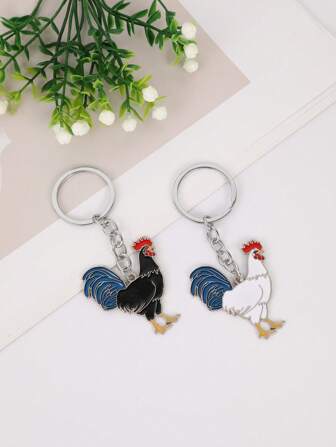 1 件合金公鸡和母鸡钥匙扣公鸡钥匙扣男士汽车钥匙扣女士包包挂饰