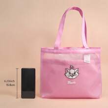 Miniso Disney Cat Fluffy Series Embroidered Mesh Shoulder Bag (Pink, Mary Cat)