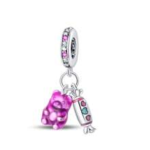1pc Silver Plated Cake Afternoon Tea Pendant Candy Pendant Poached Egg Pendant French Fries Pendant Donut Pendant Coffee Pendant Suitable For Original 3mm Bracelets And Bangles DIY Beads Suitable For Ladies Birthday Fine Jewelry Gifts
