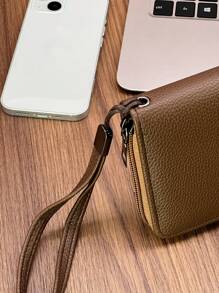 HOVI'S Vintage Style Minimalist Long Wallet, Large Capacity Business/Office Commuting Multi-Card Slot Zipper Wallet For Men & Women
