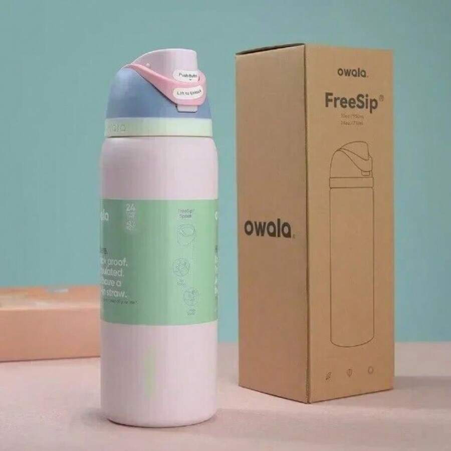 Ow.Ala 32oz Insulated Stainless Steel Water Bottle For Sports -Light Pink