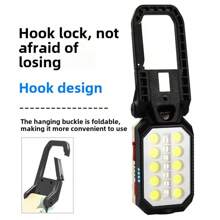 1pc Portable Outdoor Magnetic Hook Emergency Car Repair 4 Modes Super Bright LED Work Light, USB Rechargeable, Long-Lasting, Foldable Flashlight, Suitable For Outdoor Camping