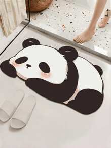 1pc Cute Panda Bathroom Mat, Quick Dry Water Absorbent Non-Slip Diatomaceous Earth Mat, Bathroom Decoration, Shower Mat, Easy To Clean, Suitable For Bathroom, Kitchen, Entryway, Etc., Universal Holiday Decoration