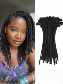 Extensiones para dreadlocks de 8 pulgadas/12 pulgadas, 10 hebras de 0.6 cm de ancho, extensiones de dreadlocks sintéticas de ganchillo en estilo afro rizado, para peinados reggae y hip-hop, extensiones de cabello natural negro para hombres y mujeres para el uso diario - Multicolor - Ver 2