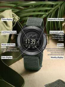 SANDA. SANDA Electronic Watch Nylon Strap Digital Display Multifunctional Alarm Clock Student Watch Waterproof Military Sports Watch