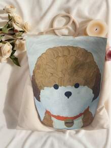 1 件卡通女孩帆布水桶包，韩版单肩包，Y2K 外出购物袋，女士甜美可爱手提包 - 彩色 - 查看 5