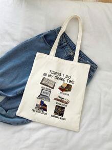 1 Túi Tote chủ đề Người yêu sách, Túi quà tặng in hình theo yêu cầu, Túi xách công sở cỡ lớn, Túi xách thời trang unisex phù hợp cho mua sắm, giảng dạy và các dịp khác, Hoàn hảo cho trường học, đại học, công việc, đi lại, du lịch, kỳ nghỉ, quà tặng Ngày Nhà giáo, Túi tote đi học, Có thể gấp gọn và dễ mang theo, Phù hợp cho thanh thiếu niên, phụ nữ, sinh viên đại học, giáo viên, Cũng là một chiếc túi đựng sách thời trang cho Tuần lễ sách (Có nhiều mẫu khác nhau) - Nhiều màu - Xem 2