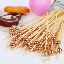 300/200/100/50/10pcs Set Finger Food Picks, Fruit Cocktail Skewers, 4.7 Inch Sandwich & Fruit Bamboo Toothpicks, Party Appetizer, Birthday Wedding Party Supplies, Club, Fruit, Cup Cakes, Burgers, Barbecue Snacks, Snacks Selection, Pastries