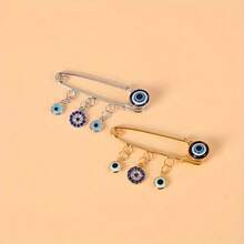 Elegante Broche de Alfinete de Olho Grego Azul, Clipe de Lenço Feminino, Joia
