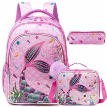 Juego de 3 mochilas con diseño de animales lindos para niñas, mochila escolar para primaria con bolso de almuerzo y estuche de lápices, el mejor regalo para niñas para viajes y actividades al aire libre