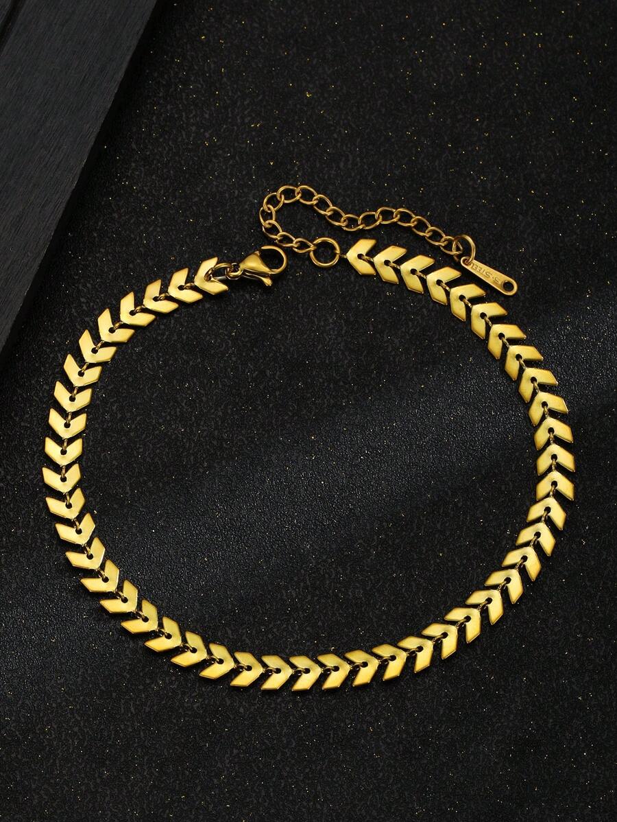 1pc Minimalist Fashionable Leaf Shped Chain Anklet For Kids Sor Summer Beach Vacation Accessory Jewelry For Everyday Wear