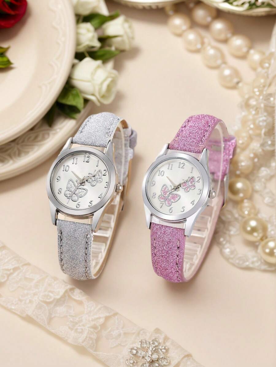 2/1 Butterfly Skin Cute Watch Girls Kids Watch - Multicolor - View 1
