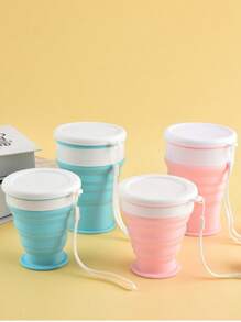 2pcs/1pc Foldable Silicone Water Cup, Portable Outdoor Travel Folding Cup, Student Coffee Mug, Plastic Cup, Collapsible & Carry-On, Suitable For Travel, School, Party, Guest Reception - Multicolor - View 2