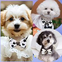 10pcs Assorted Pet Stylish Bowties, Classic High-End Design, Cute Camellia & Leopard Print Dog Bowties