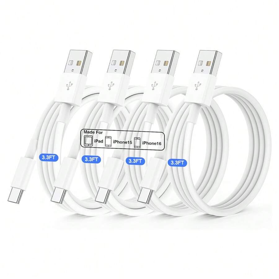 1-4 件 3.3 英尺/100 厘米手机充电线，USB 快速充电高效数据传输快速充电线兼容 iPhone 16 Pro Max/16 Pro/16 Plus/16/15、S25/S24/S23/S22/S21 Ultra Plus 系列