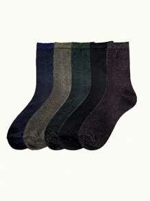 1 Pair/4 Pairs/5 Pairs Women Metallic Shimmer Mid-Calf Socks, Thin Lightweight Shiny Ribbed Socks, Spring & Summer