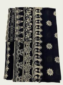 1 Pc Women's Lightweight Breathable Embroidered Scarf, Fashionable Elegant Versatile Headscarf/Shawl With Fine Embroidery Details, Suitable For Outings, Festivals, Vacations, Keeping Warm, Sun Protection, Decoration