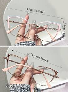 1 Pair Hollow Cat Eye Clear Lens Glasses - A - View 6