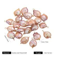 1 Pieza Colgante de acero inoxidable de tamaño aleatorio con perla de agua dulce natural rosa de moda para hacer collares, aretes y otros accesorios de joyería para uso diario