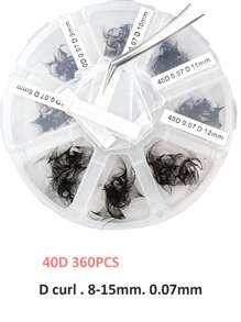 360-560pcs 10D 20D 30D 40D Pre-Made Fluffy Eyelash Extensions Mixed Tray, C/D Curl 0.07mm 8-15mm Mixed Length Pre-Made Eyelash Clusters, Handmade Pointed Loose Powder Eyelash Clusters, Thin Base - D - View 14