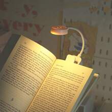 1pc White Clip-On Mini Table Lamp, Eye-Care, Rechargeable, 3 Color Temperatures, Stepless Dimming, Suitable For Bed Reading - Mini Lightweight Clip-On Reading Light
