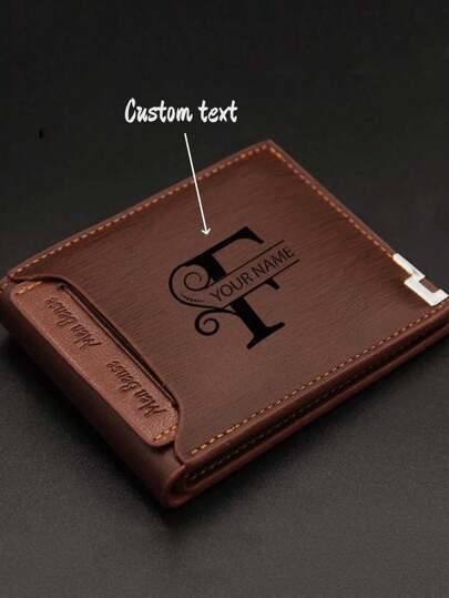 1pc Custom Men's Leather Wallet - Engraved Initials Laser Engraving Ideal Gift For Dad Son's Birthday Anniversary Christmas Father's Day Thanksgiving - Dark Brown Elegant Birthday Gift For Men Wallet Mini Wallet Purse Wallet Men Wallet Leather Small Wallet, Multifunction, Versatile, Large Capacity, Lightweight, Functional, Practical, All-Purpose, Foldable, Colorful, Cute, Adorable, Contracted, Funny, Kawaii, Y2K, Minimalist, Commuting, Business Casual, Basics