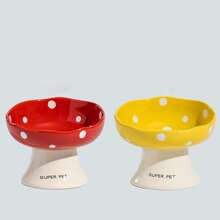 shuo ni mao yi Cat Bowl Ceramic Cat Food Bowl Dog Bowl Food Bowl Cat Bowl Rice Bowl High Footed Dog Drinking Bowl Diagonal Mouth Large Bowl Pet Specific