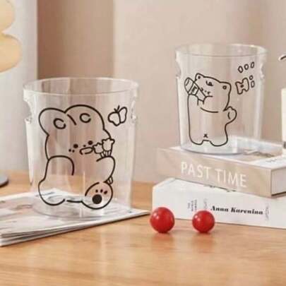 CASAMAX WL 1 pieza Mini cubo de basura de acrílico con agarraderas. 15.5X17cm  Diseño conejito o gatito. Papelera pequeña, papelera de escritorio, papelera de plástico de escritorio. Organizador de escritorio. Organizador de tocador. EL DIBUJO SE ENVIA AL AZAR